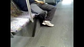 Mans dick hard on da bus