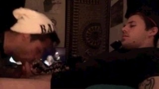 sucks his buddy’s balls dry
