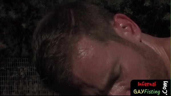 Fisted BDSM slave gets bent over by top